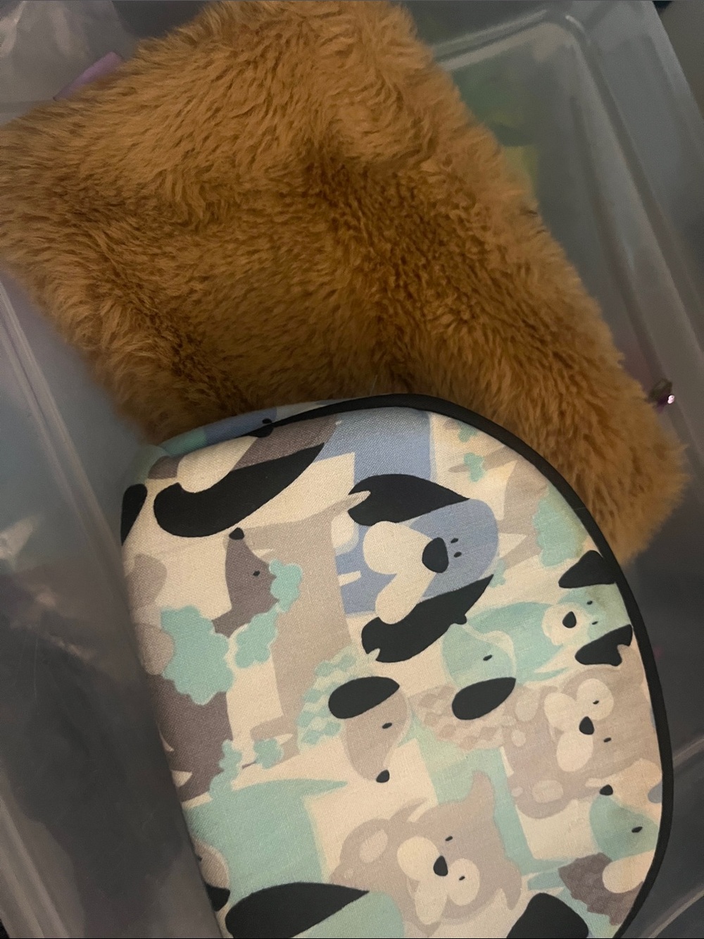 Pair of fun playful puppy and furry cosmetic bags. 69